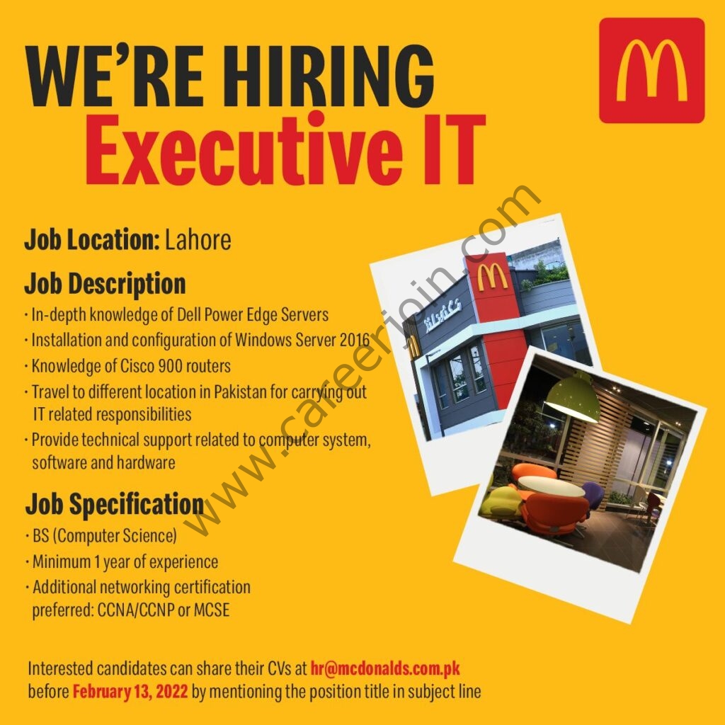 McDonalds Pakistan Jobs Executive IT 01