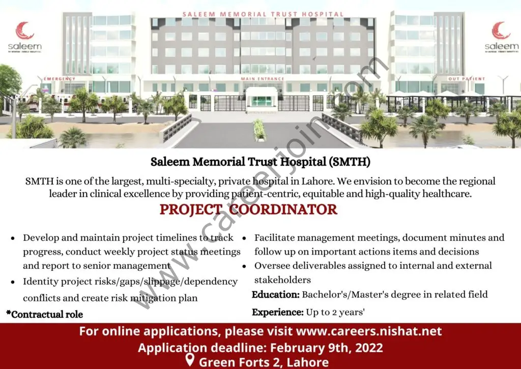 Saleem Memorial Trust Hospital SMTH Jobs Project Coordinator 01