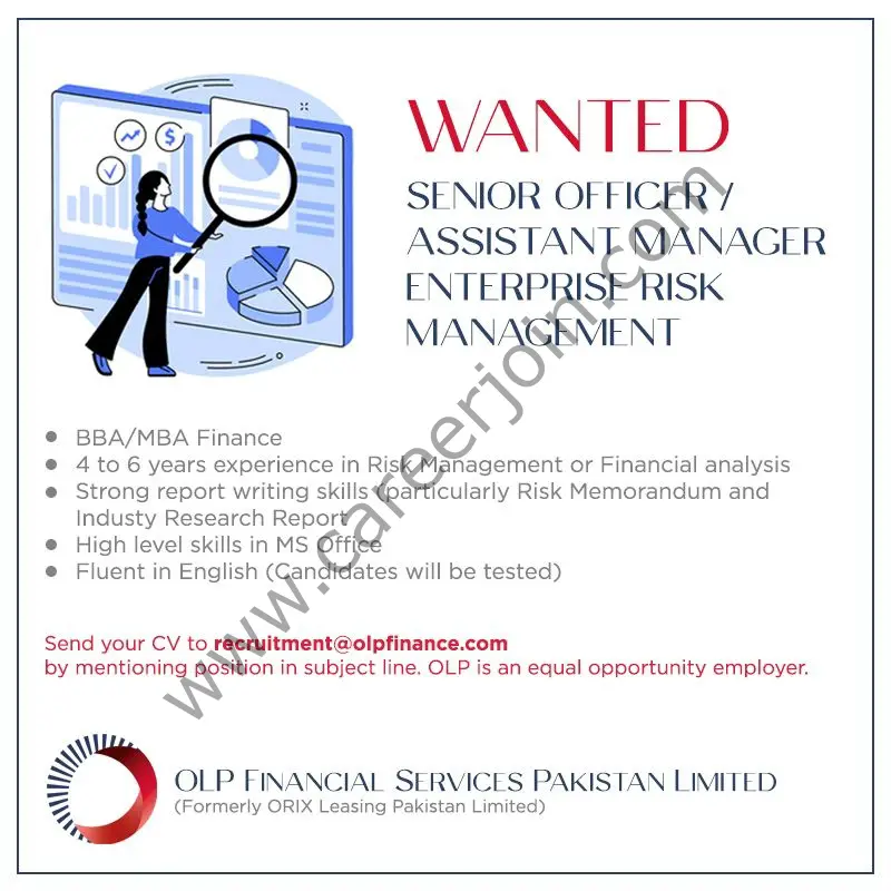OLP Financial Services Pakistan Limited Jobs Senior Officer / Assistant Manager Enterprise Risk Management 01