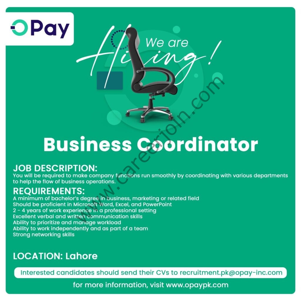 OPay Jobs Business Coordinator 01
