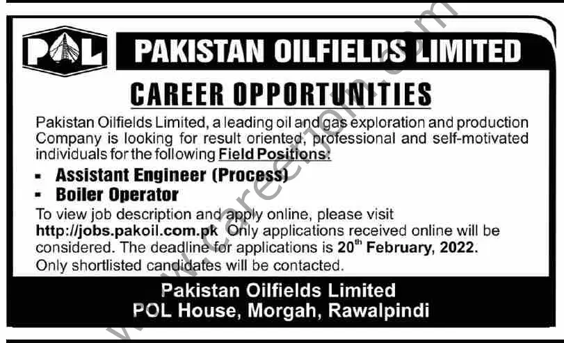 Pakistan Oilfields Ltd POL Jobs 13 February 2022 Dawn 01