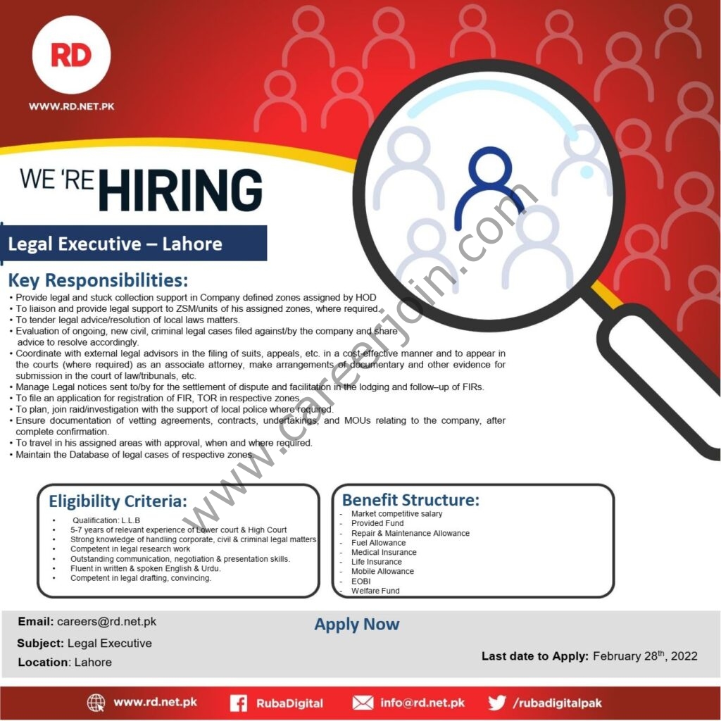 RD Ruba Digital Pvt Ltd Jobs Legal Executive 01