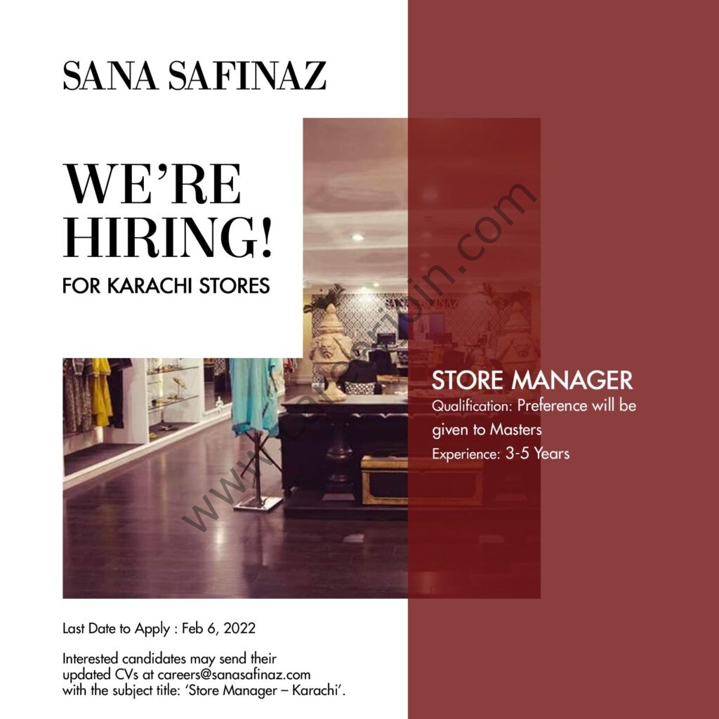 Sana Safinaz Jobs Store Manager 01