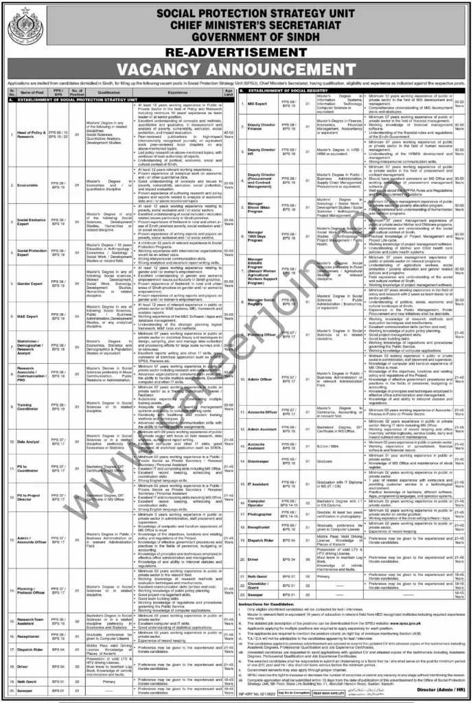 Social Protection Strategy Unit Sindh Jobs 13 February 2022 Dawn 01