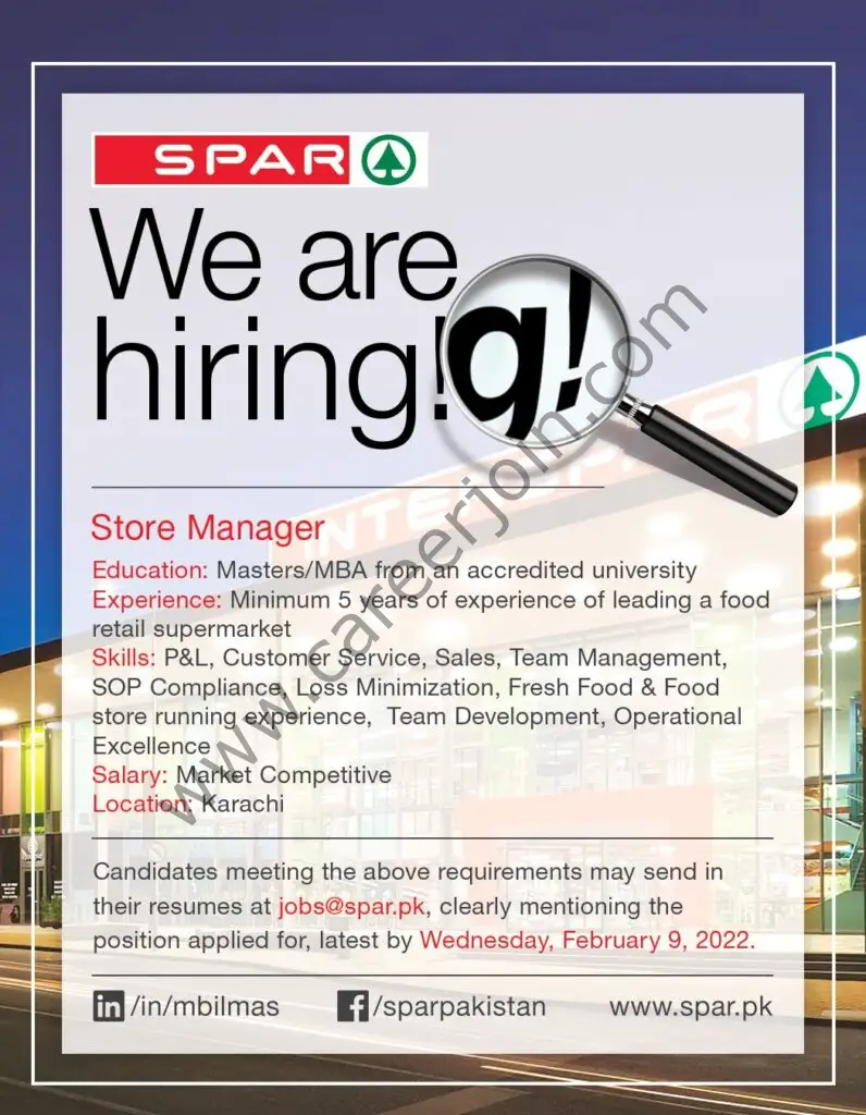 SPAR Pakistan Jobs Store Manager 01