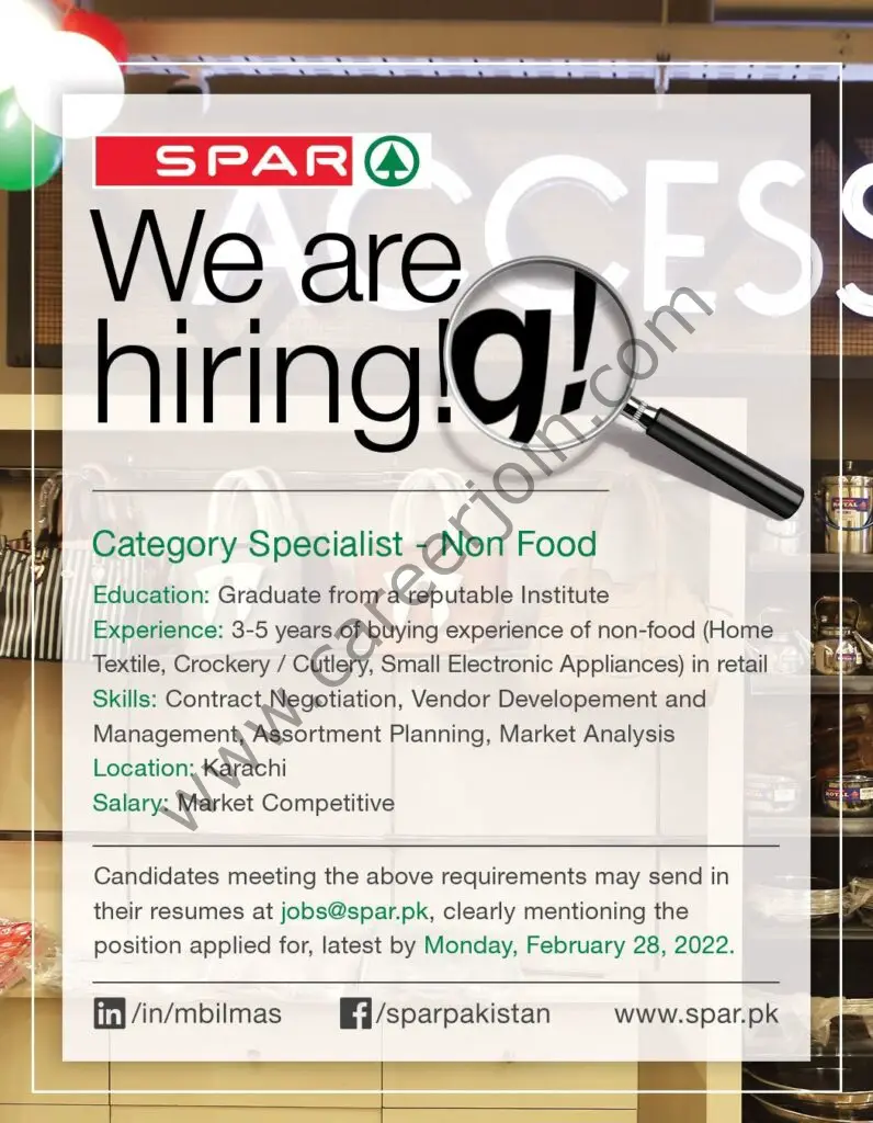SPAR Pakistan Jobs Category Specialist Non Food 01