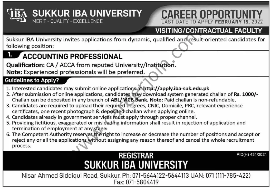 Sukkur IBA University Jobs 06 February 2022 Dawn 01