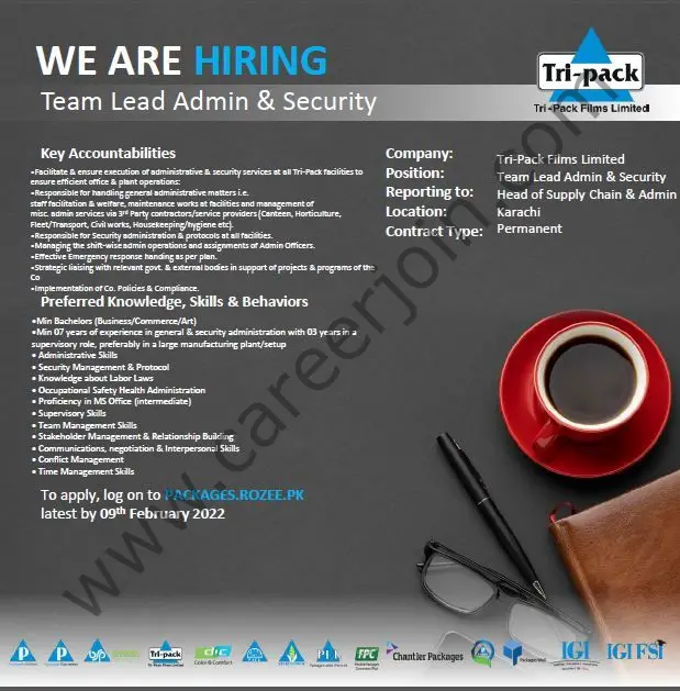 Tri Pack Films Limited Jobs Team Lead Admin & Security 01