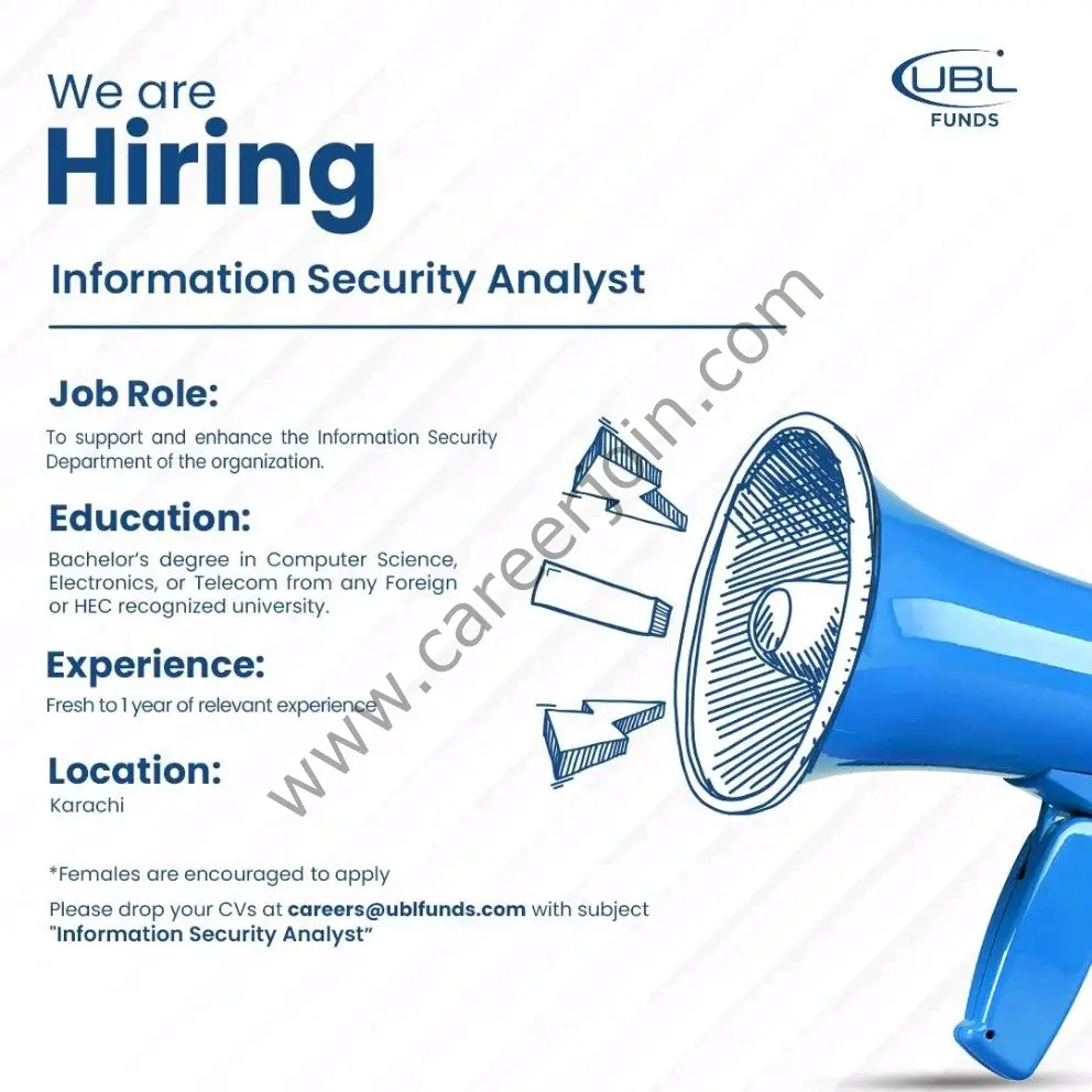 UBL Funds Manager Jobs Information Security Analyst 01