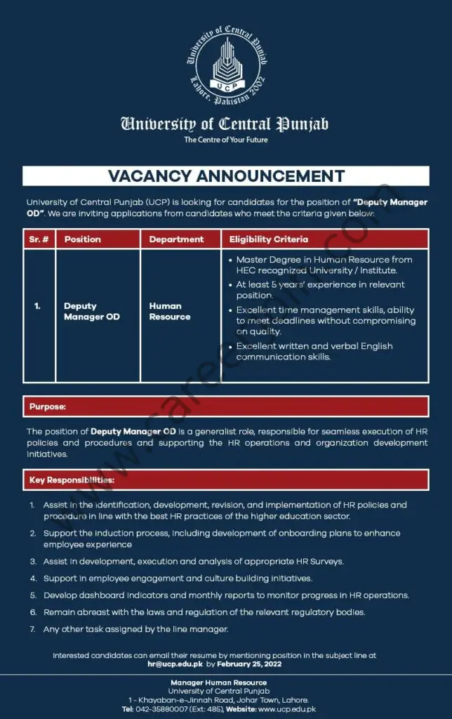 University Of Central Punjab UCP Jobs February 2022 02