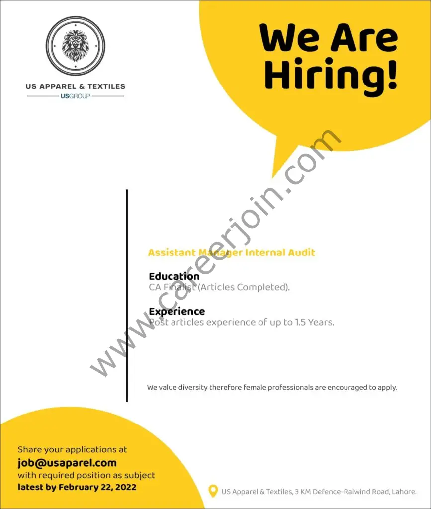 US Group Jobs Assistant Manager Internal Audit 01