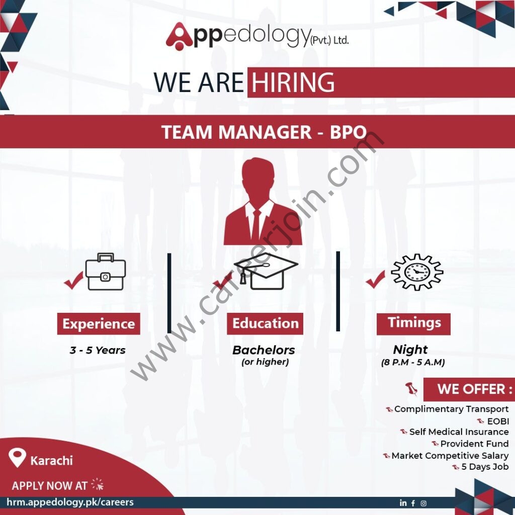 Appedology Pakistan Jobs Team Manager BPO 01