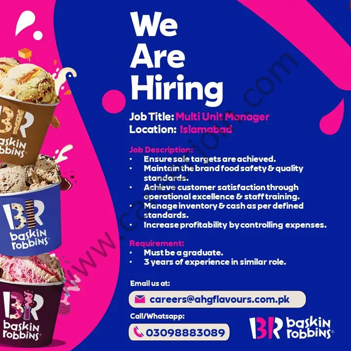 Baskin Robbins BR Jobs Multi Unit Manager 01