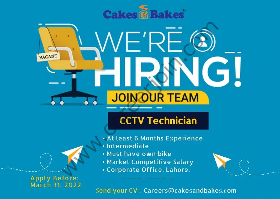 Cakes & Bakes Pakistan Jobs CCTV Technician 01