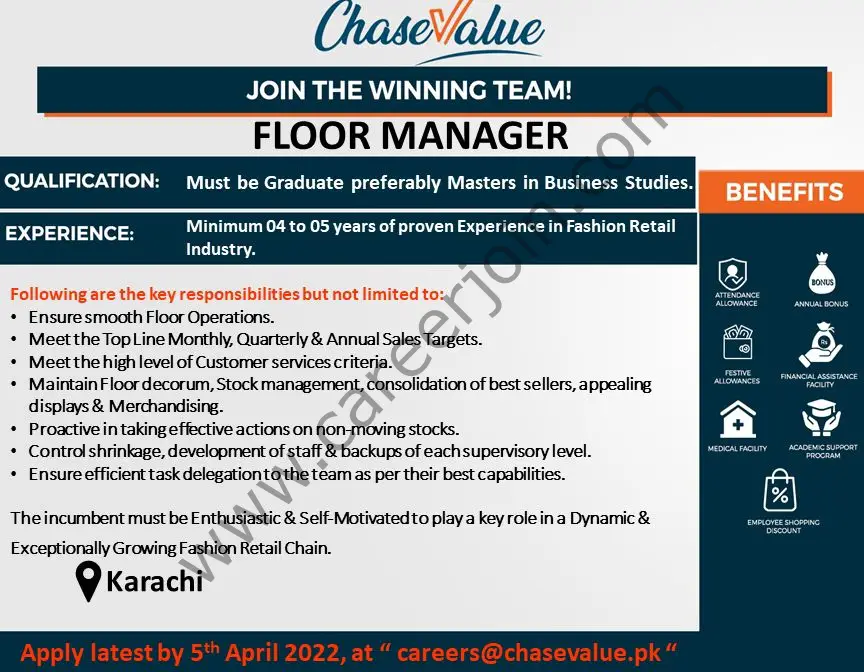 Chase Value Jobs Floor Manager 01