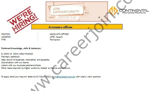 Continental Print & Pack Pvt Ltd Jobs March 2022 02