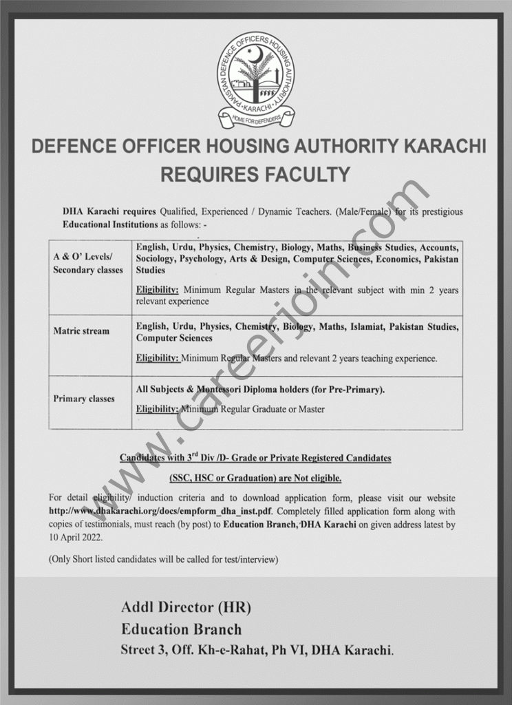 Defence Housing Authority Karachi Jobs 27 March 2022 Nawaiwaqt 01