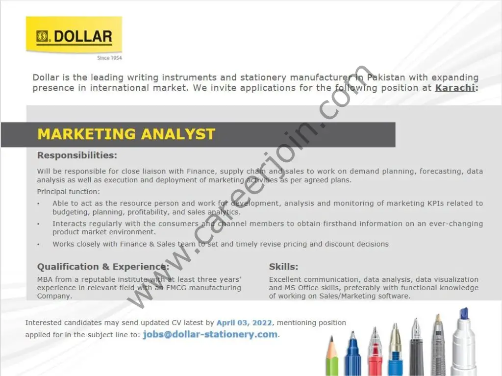 Dollar Industries Pvt Ltd Jobs Marketing Analyst 01
