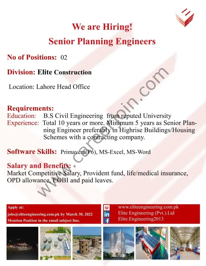 Elite Engineering Limited Jobs Senior Planning Engineers 01
