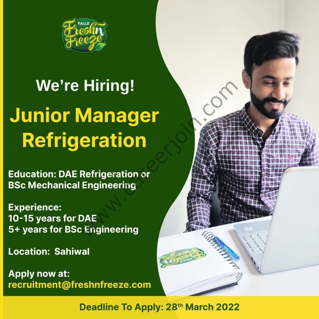 Fauji Fresh n Freeze Ltd Jobs Junior Manager Refrigerator 01