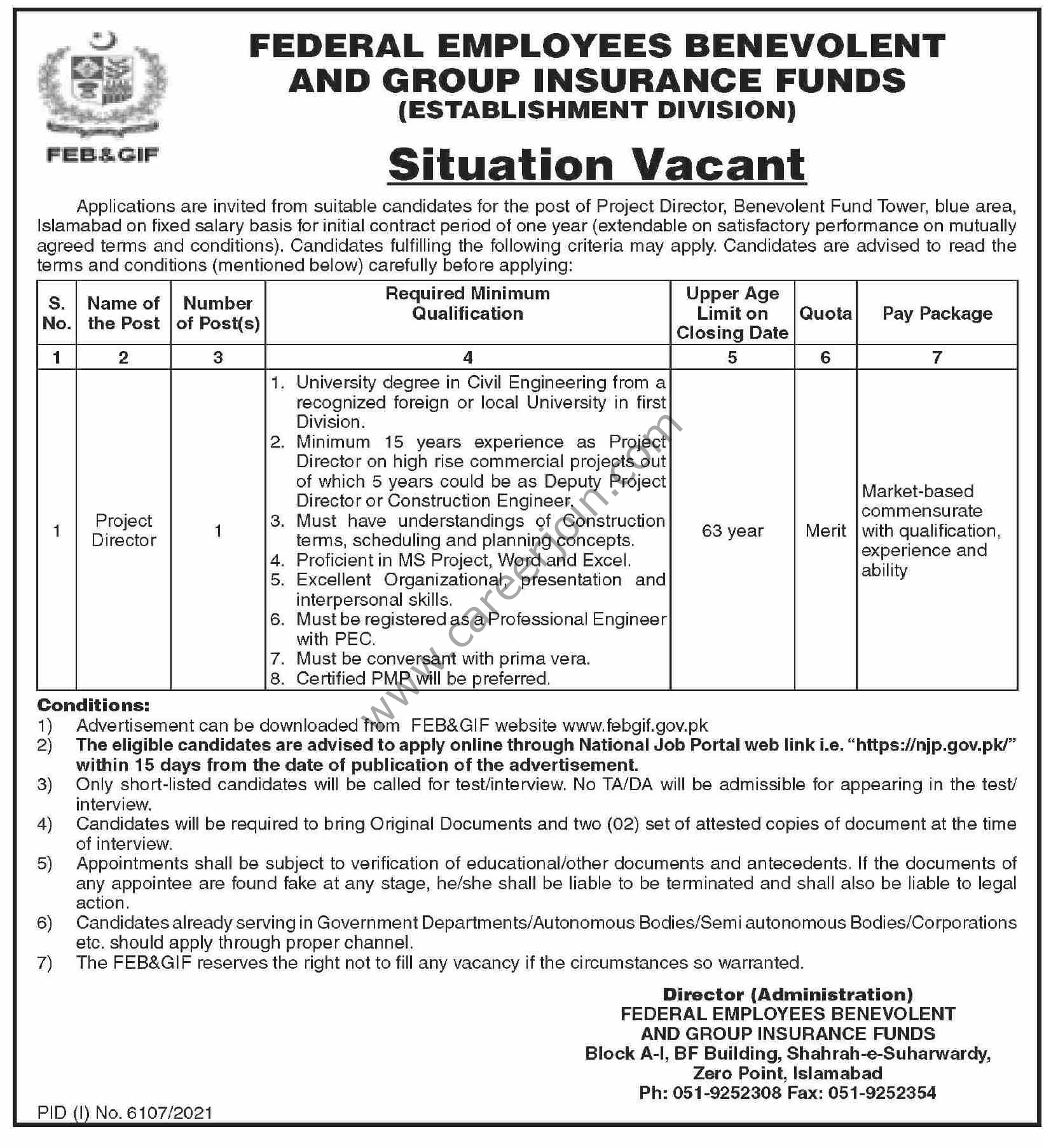 Federal Employees Benevolent & Group Insurance Funds Jobs Project Director