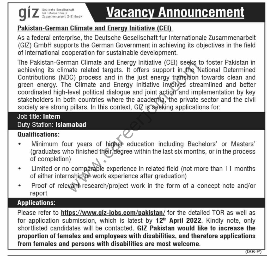 GIZ Pakistan Jobs 30 March 2022 Dawn 01