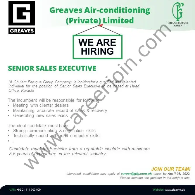 Greaves Airconditioning Pvt Ltd Jobs Senior Sales Executive 01