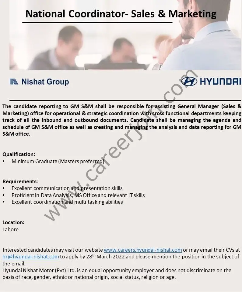 Hyundai Pakistan Jobs National Coordinator Sales & Marketing 01