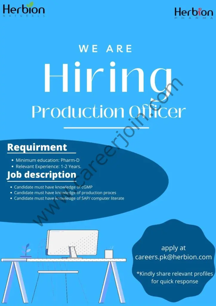 Herbion Jobs Production Officer 01