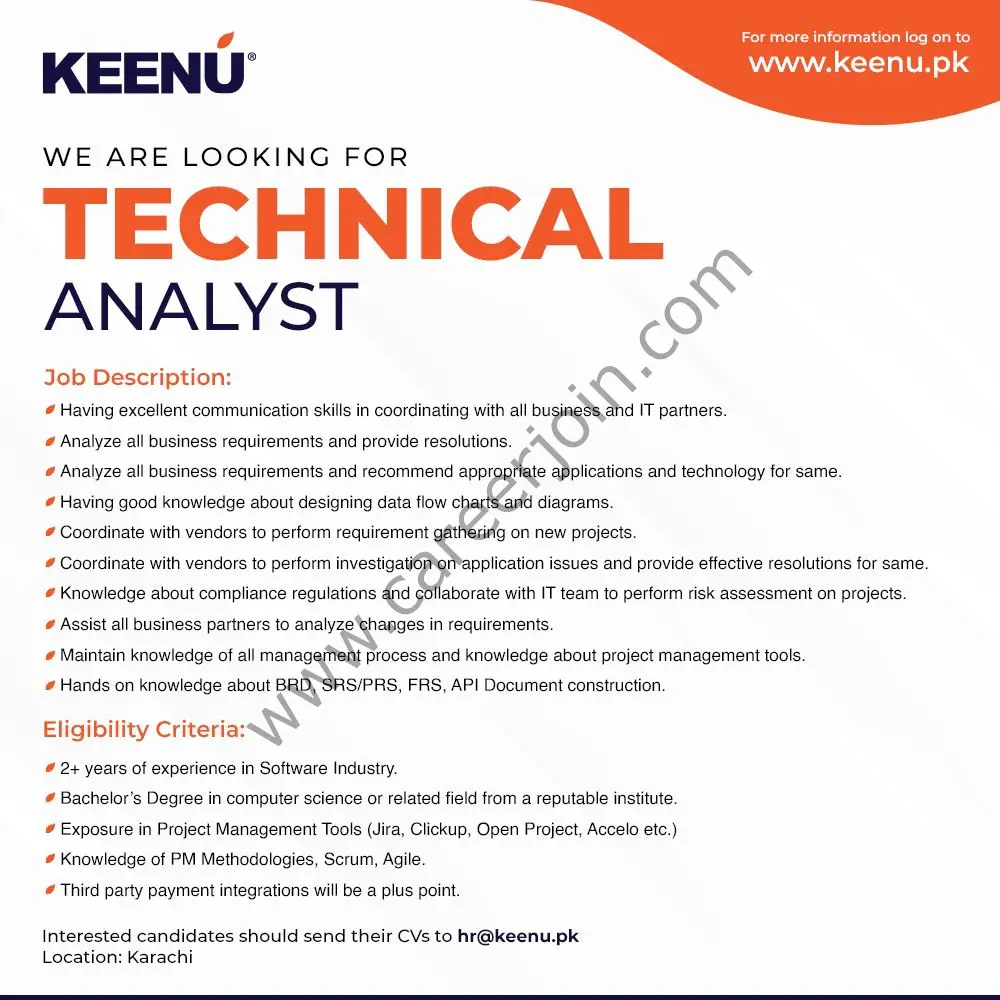 Keenu Pakistan Jobs Technical Analyst 01