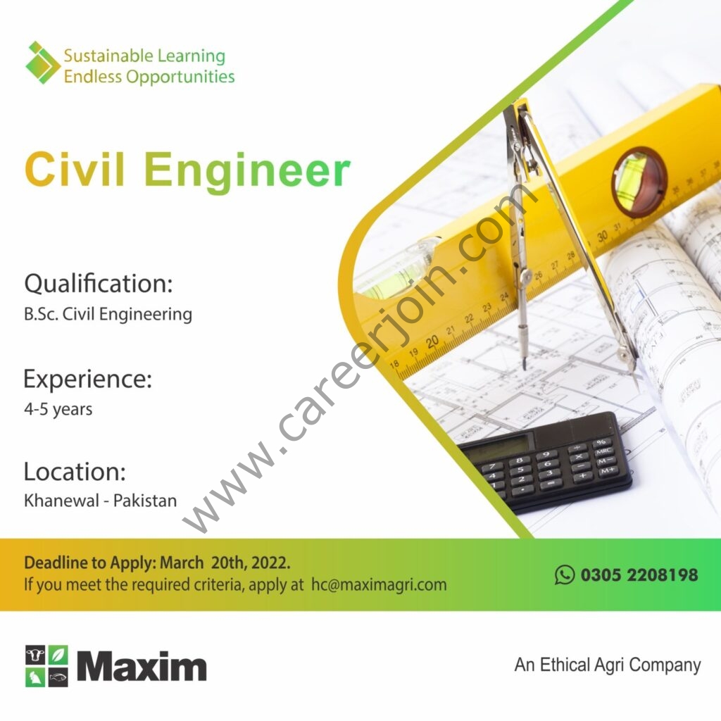 Maxim Agri Pvt Ltd Jobs Civil Engineer 01