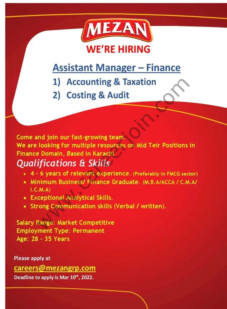 Mezan Group Jobs Assistant Manager Finance 01