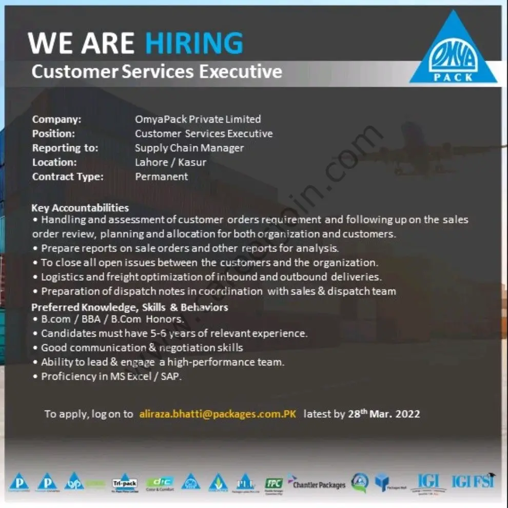Packages Limited Jobs Customer Services Executive 01