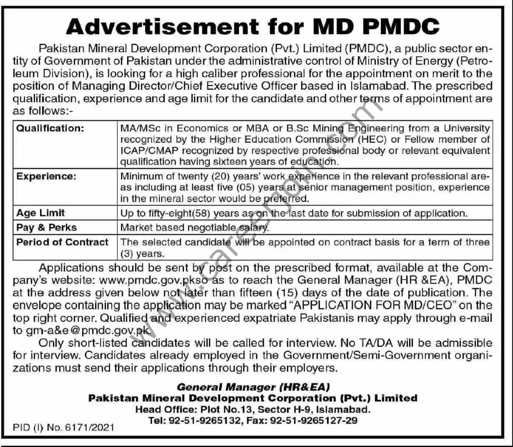 Pakistan Mineral Development Corporation Pvt Ltd Jobs 06 March 2022 Dawn 01