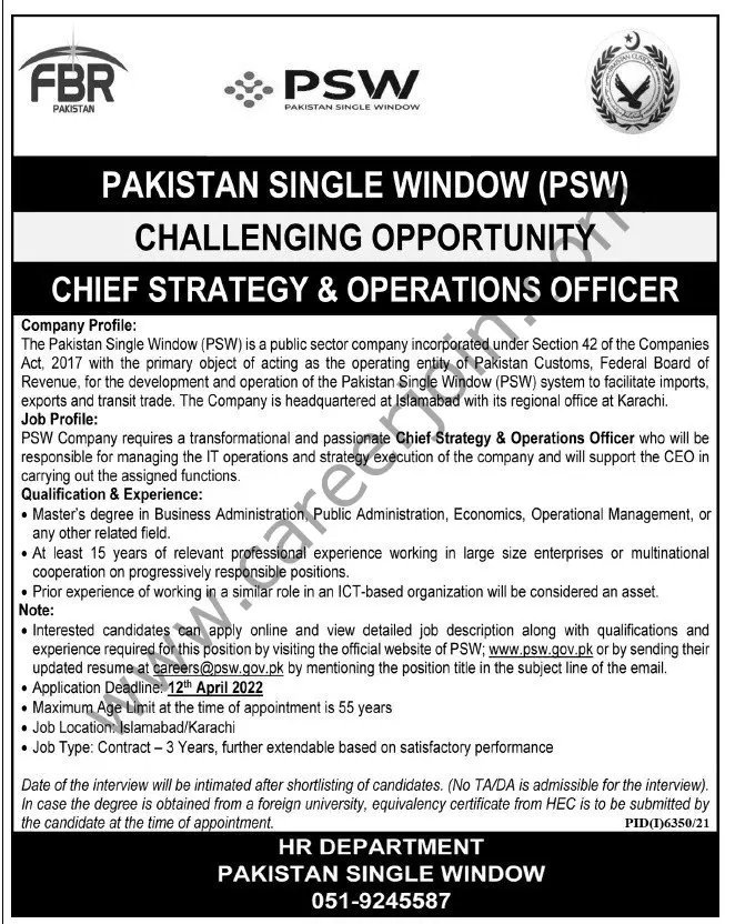 Pakistan Single Window PSW Jobs 13 March 2022 Express Tribune 01