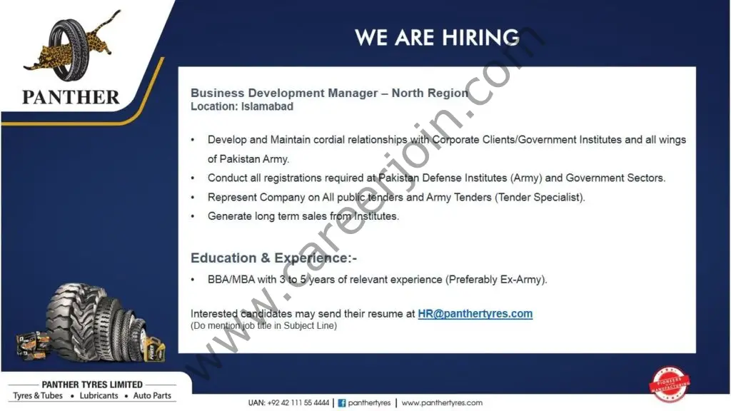 Panther Tyres Limited Jobs Business Development Manager 01