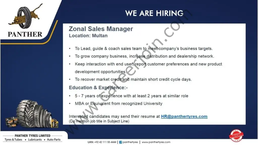 Panther Tyres Limited Jobs Zonal Sales Manager 01
