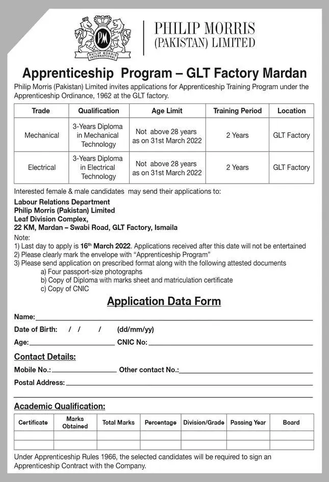 Philip Morris Pakistan Ltd Jobs 06 March 2022 Express 01