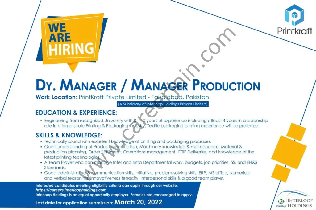 PrintKraft Pvt Ltd Jobs Deputy Manager / Manager Production 01
