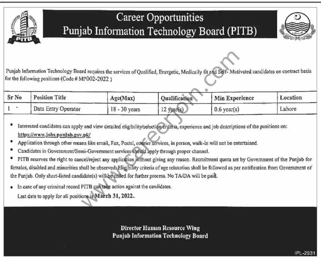 Punjab Information Technology Board PITB Jobs 19 March 2022 Express 01