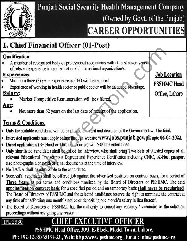 Punjab Social Security Health Management Company Jobs 19 March 2022 Express 01