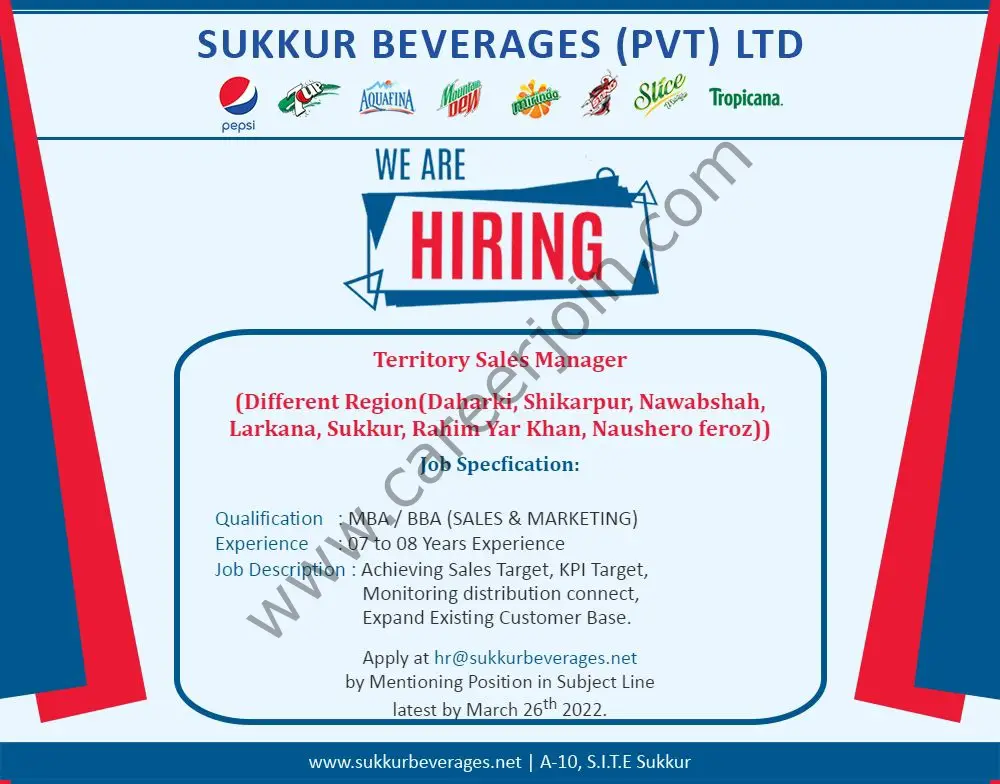 Sukkur Beverages Pvt Ltd Jobs March 2022 01