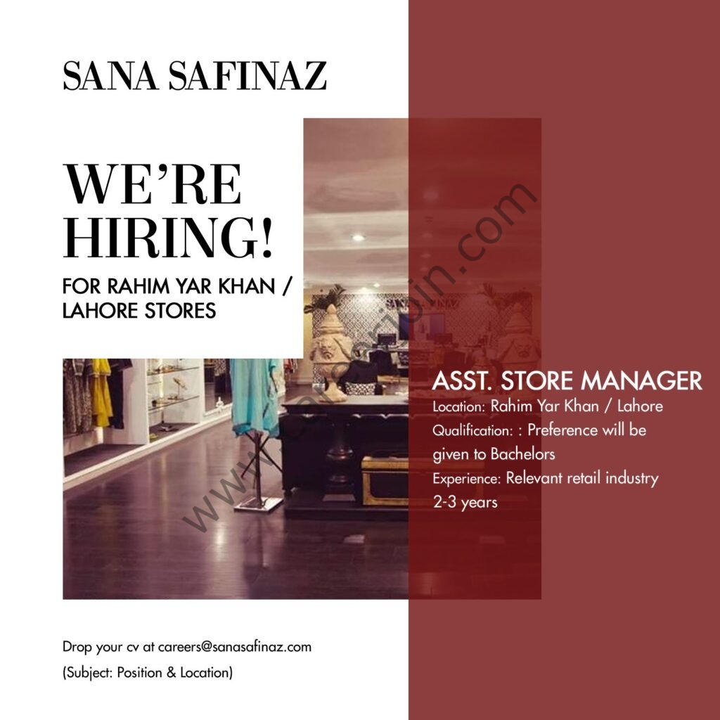 Sana Safinaz Jobs Assistant Store Manager 01