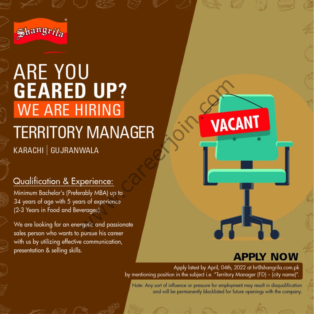 Shangrila Foods Private Limited Jobs Territory Manager 01