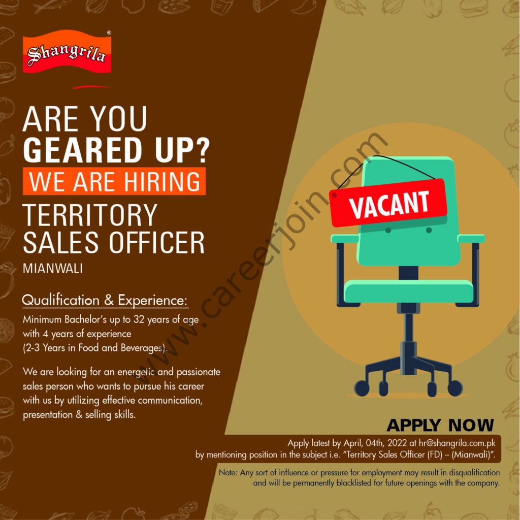 Shangrila Foods Private Limited Jobs Territory Sales Officer 01