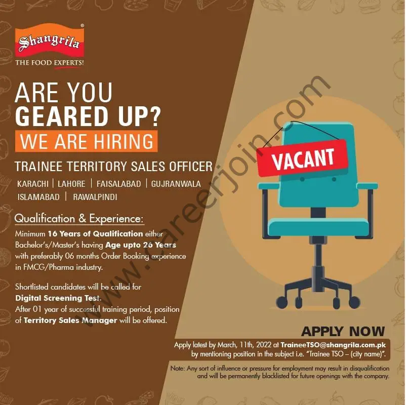 Shangrila Foods Pvt Limited Jobs Trainee Territory Sales Officer 01