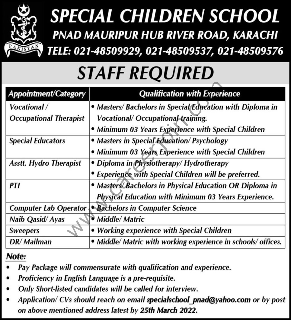 Special Children School Jobs 15 March 2022 Express 01