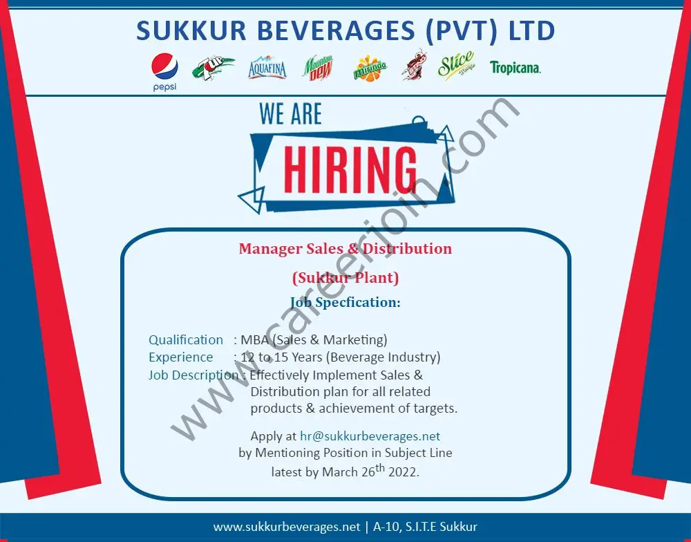 Sukkur Beverages Pvt Ltd Jobs March 2022 04