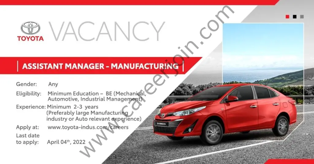 Toyota Indus Motors Company Ltd Jobs Assistant Manager Manufacturing 01