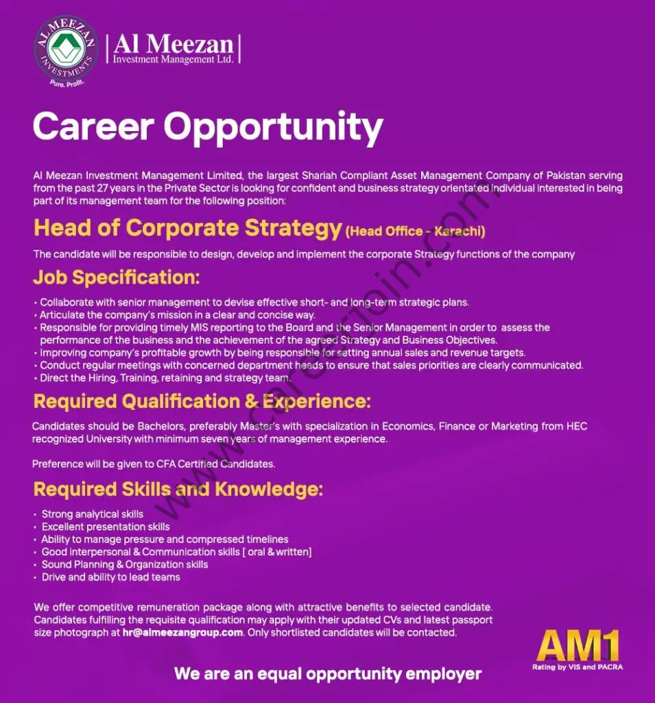 Al Meezan Investment Management Limited Jobs April 2022 01